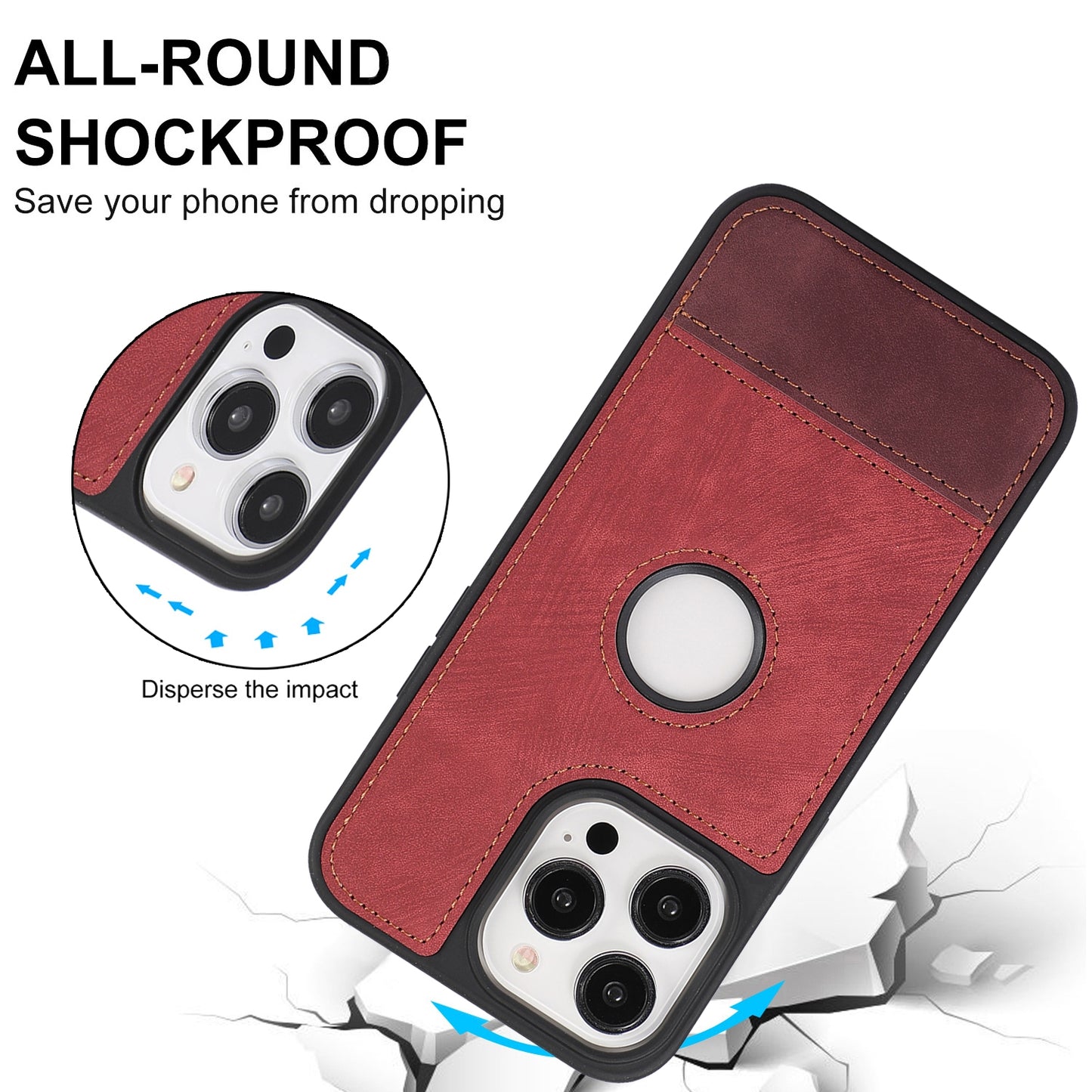 ELECTROPRIME For iPhone 15 Splicing Sewing Hollow Cutout PU Phone Case(Red)