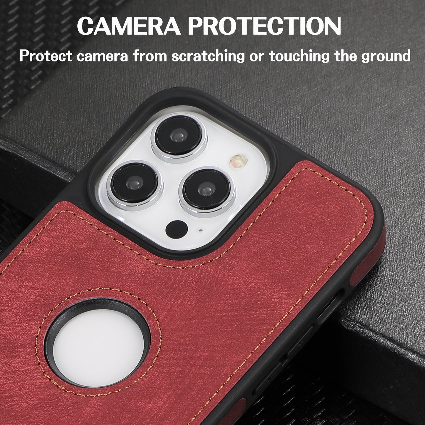 ELECTROPRIME For iPhone 15 Splicing Sewing Hollow Cutout PU Phone Case(Red)