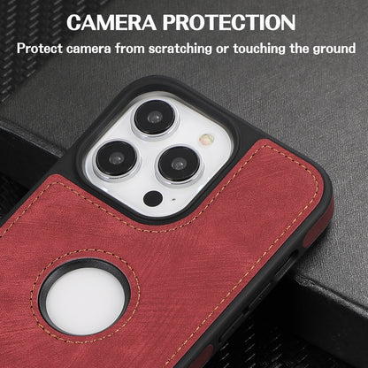 ELECTROPRIME For iPhone 15 Splicing Sewing Hollow Cutout PU Phone Case(Red)