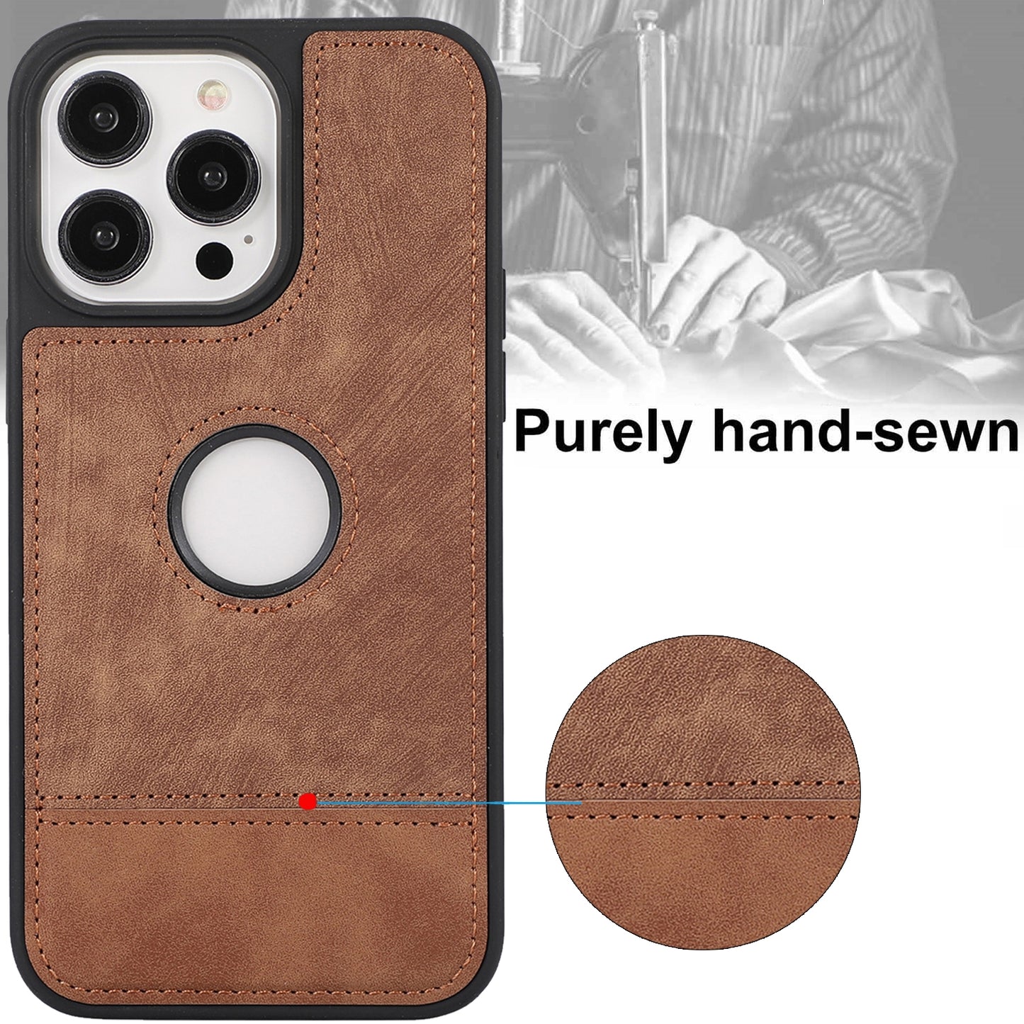 ELECTROPRIME For iPhone 15 Splicing Sewing Hollow Cutout PU Phone Case(Brown)