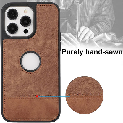 ELECTROPRIME For iPhone 15 Splicing Sewing Hollow Cutout PU Phone Case(Brown)
