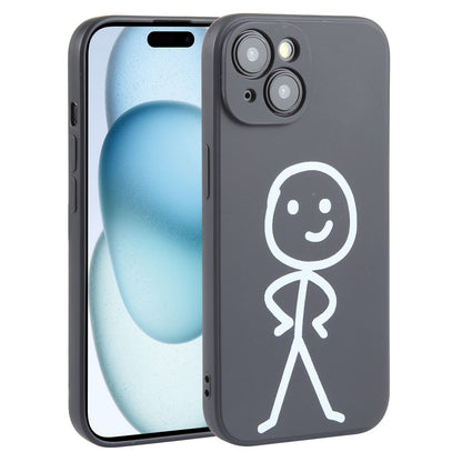ELECTROPRIME For iPhone 15 Plus Stickman Pattern Liquid Silicone Phone Case(Black)