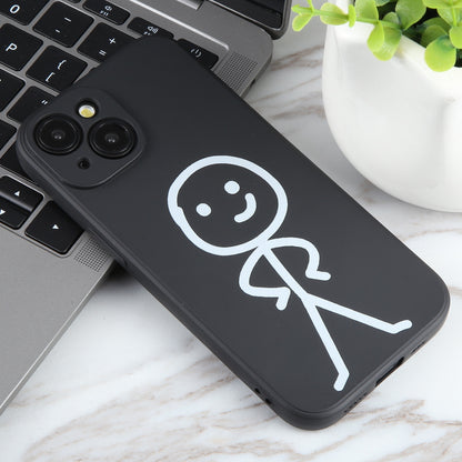 ELECTROPRIME For iPhone 15 Plus Stickman Pattern Liquid Silicone Phone Case(Black)