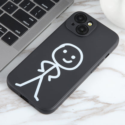 ELECTROPRIME For iPhone 15 Plus Stickman Pattern Liquid Silicone Phone Case(Black)
