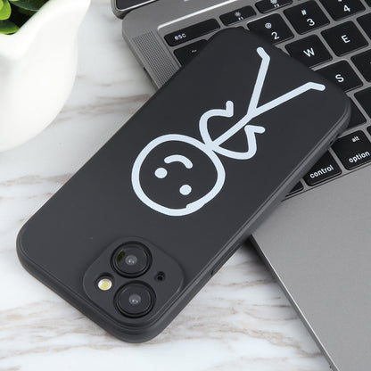 ELECTROPRIME For iPhone 15 Plus Stickman Pattern Liquid Silicone Phone Case(Black)