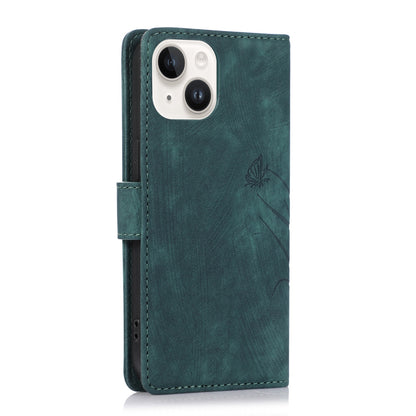 ELECTROPRIME For iPhone 15 Orchid Butterfly Embossed Leather Phone Case(Green)
