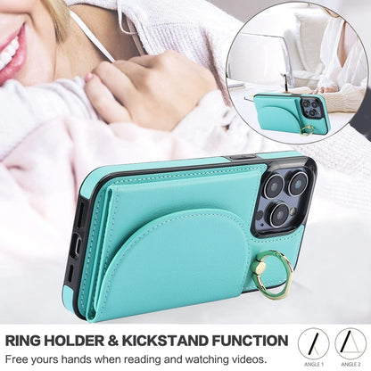 ELECTROPRIME For iPhone 15 YM007 Ring Holder Card Bag Skin Feel Phone Case(Green)