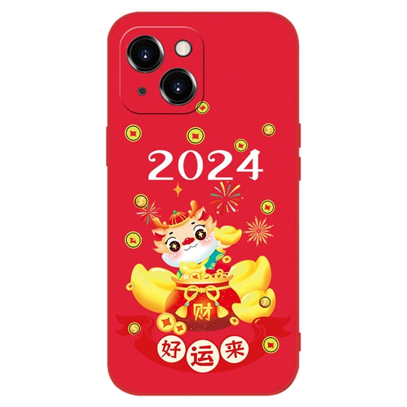 ELECTROPRIME For iPhone 15 New Year Red Silicone Shockproof Phone Case(Make Money)