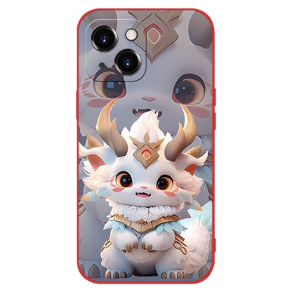 ELECTROPRIME For iPhone 15 New Year Red Silicone Shockproof Phone Case(White Dragon)