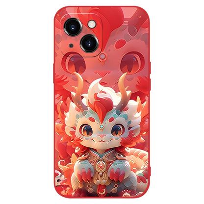 ELECTROPRIME For iPhone 15 New Year Red Silicone Shockproof Phone Case(Cute Little Dragon)
