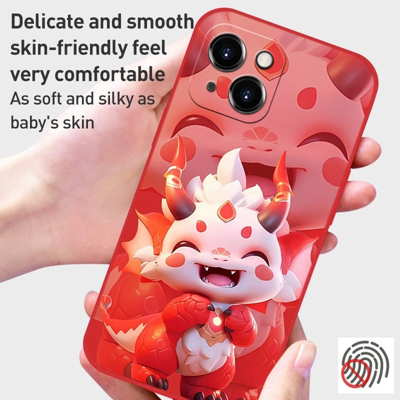 ELECTROPRIME For iPhone 15 New Year Red Silicone Shockproof Phone Case(Welcomes Spring Festival)