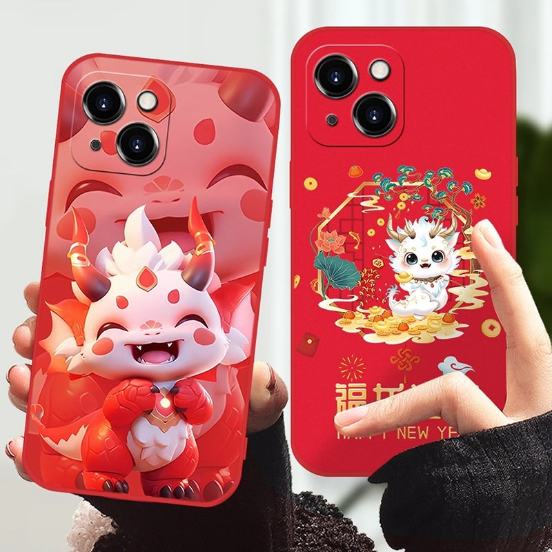 ELECTROPRIME For iPhone 15 New Year Red Silicone Shockproof Phone Case(Welcomes Spring Festival)