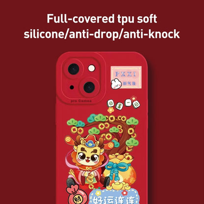 ELECTROPRIME For iPhone 15 Plus Cartoon Year of the Dragon Chinese Style Silicone Phone Case(Pepsi Cute)
