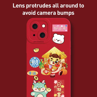 ELECTROPRIME For iPhone 15 Plus Cartoon Year of the Dragon Chinese Style Silicone Phone Case(Pepsi Cute)