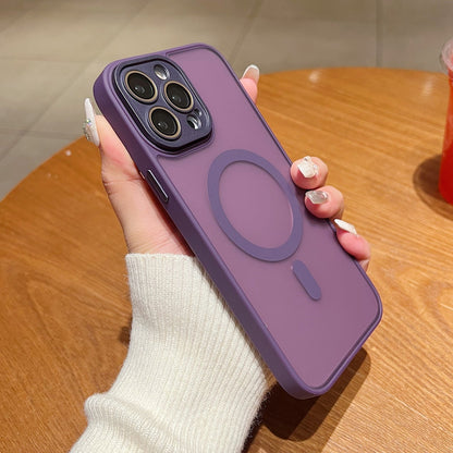 ELECTROPRIME For iPhone 15 Skin Feel MagSafe Phone Case with Lens Film(Purple)