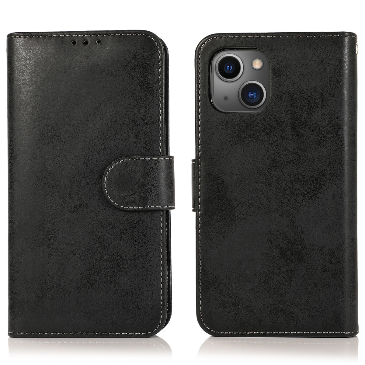 ELECTROPRIME For iPhone 15 Plus 2 in 1 Detachable Phone Leather Case(Black)