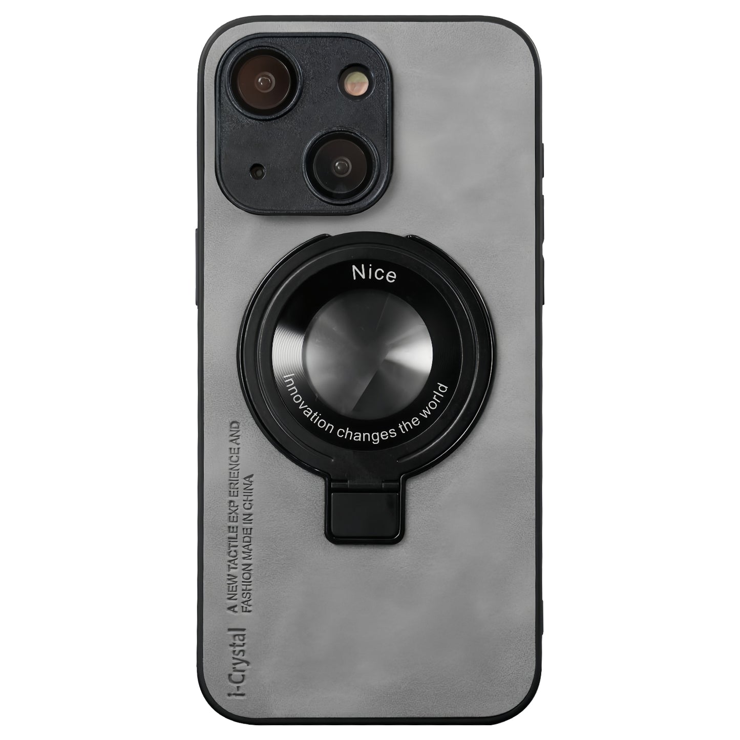 ELECTROPRIME For iPhone 15 i.Crystal Lambskin Fulcrum Support Phone Case(Light Grey)