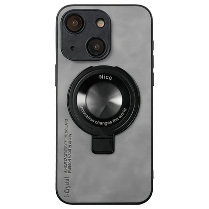 ELECTROPRIME For iPhone 15 i.Crystal Lambskin Fulcrum Support Phone Case(Light Grey)
