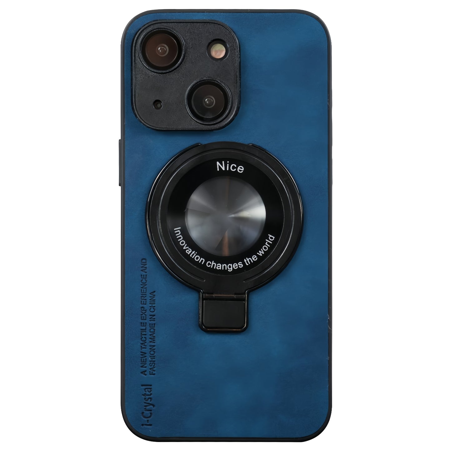 ELECTROPRIME For iPhone 15 i.Crystal Lambskin Fulcrum Support Phone Case(Blue)