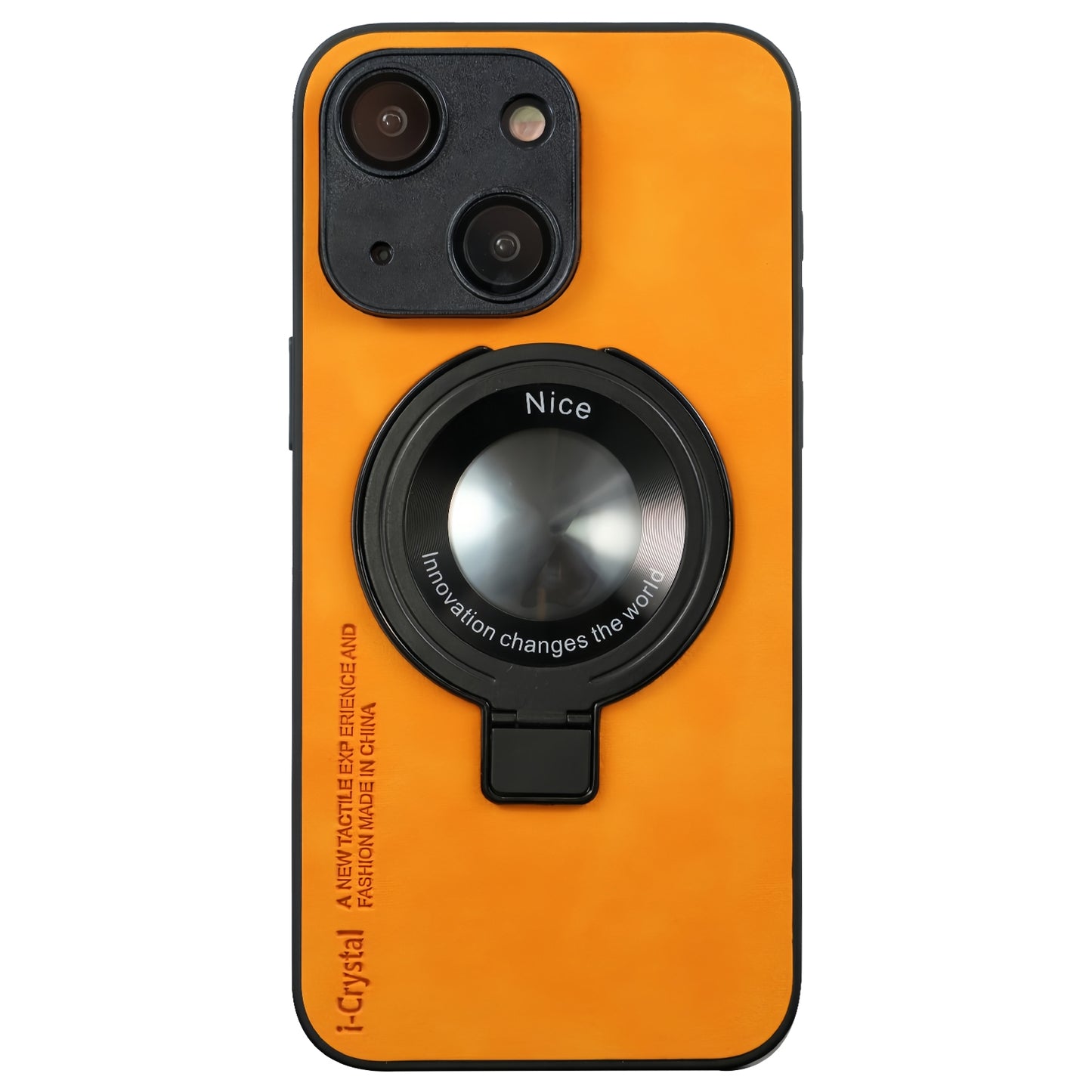 ELECTROPRIME For iPhone 15 i.Crystal Lambskin Fulcrum Support Phone Case(Orange)