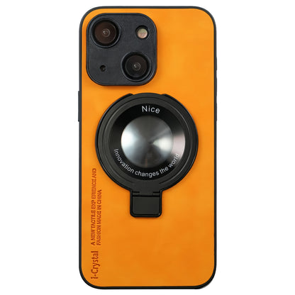 ELECTROPRIME For iPhone 15 i.Crystal Lambskin Fulcrum Support Phone Case(Orange)