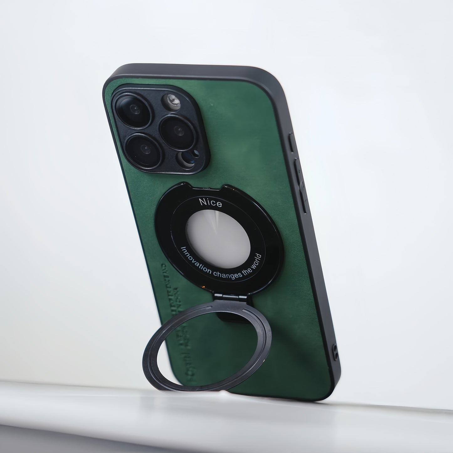 ELECTROPRIME For iPhone 15 i.Crystal Lambskin Fulcrum Support Phone Case(Green)