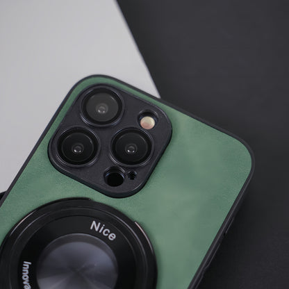 ELECTROPRIME For iPhone 15 i.Crystal Lambskin Fulcrum Support Phone Case(Green)