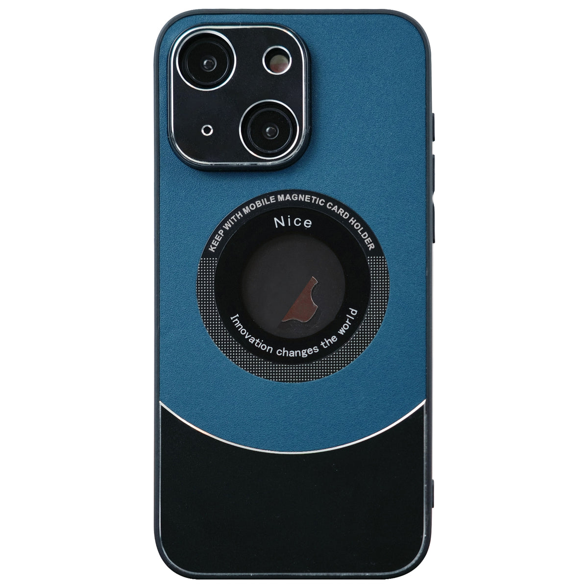 ELECTROPRIME For iPhone 15 Contrast Color Logo Display Magnetic Phone Case(Blue Black)