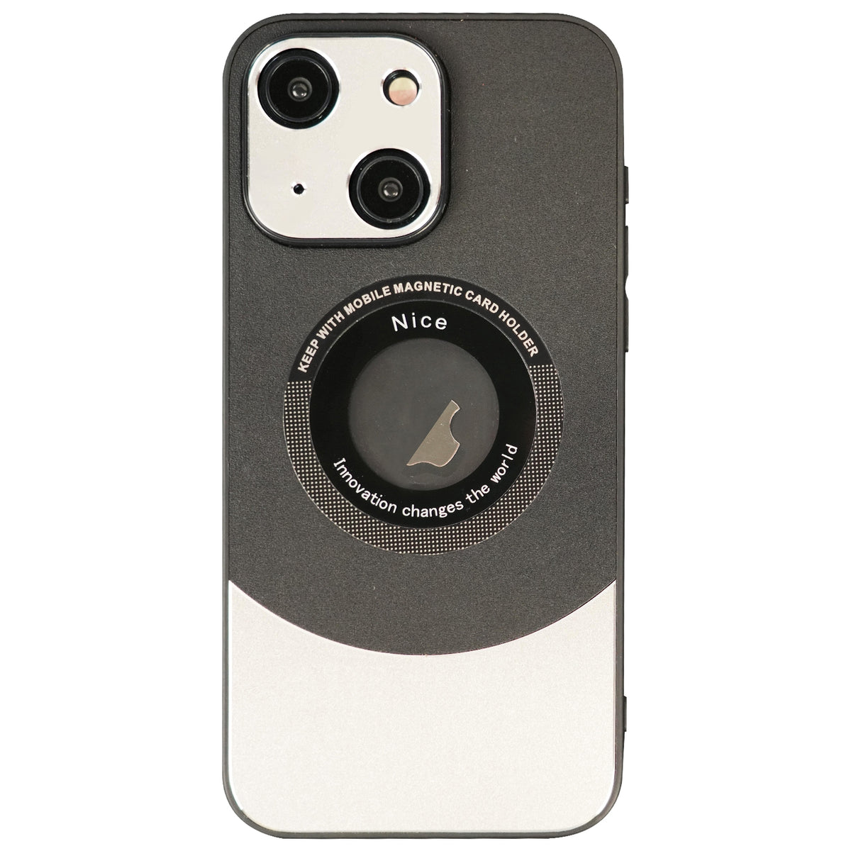 ELECTROPRIME For iPhone 15 Contrast Color Logo Display Magnetic Phone Case(Black Silver)