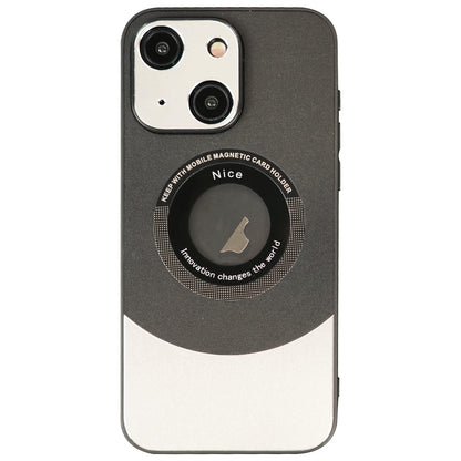 ELECTROPRIME For iPhone 15 Contrast Color Logo Display Magnetic Phone Case(Black Silver)