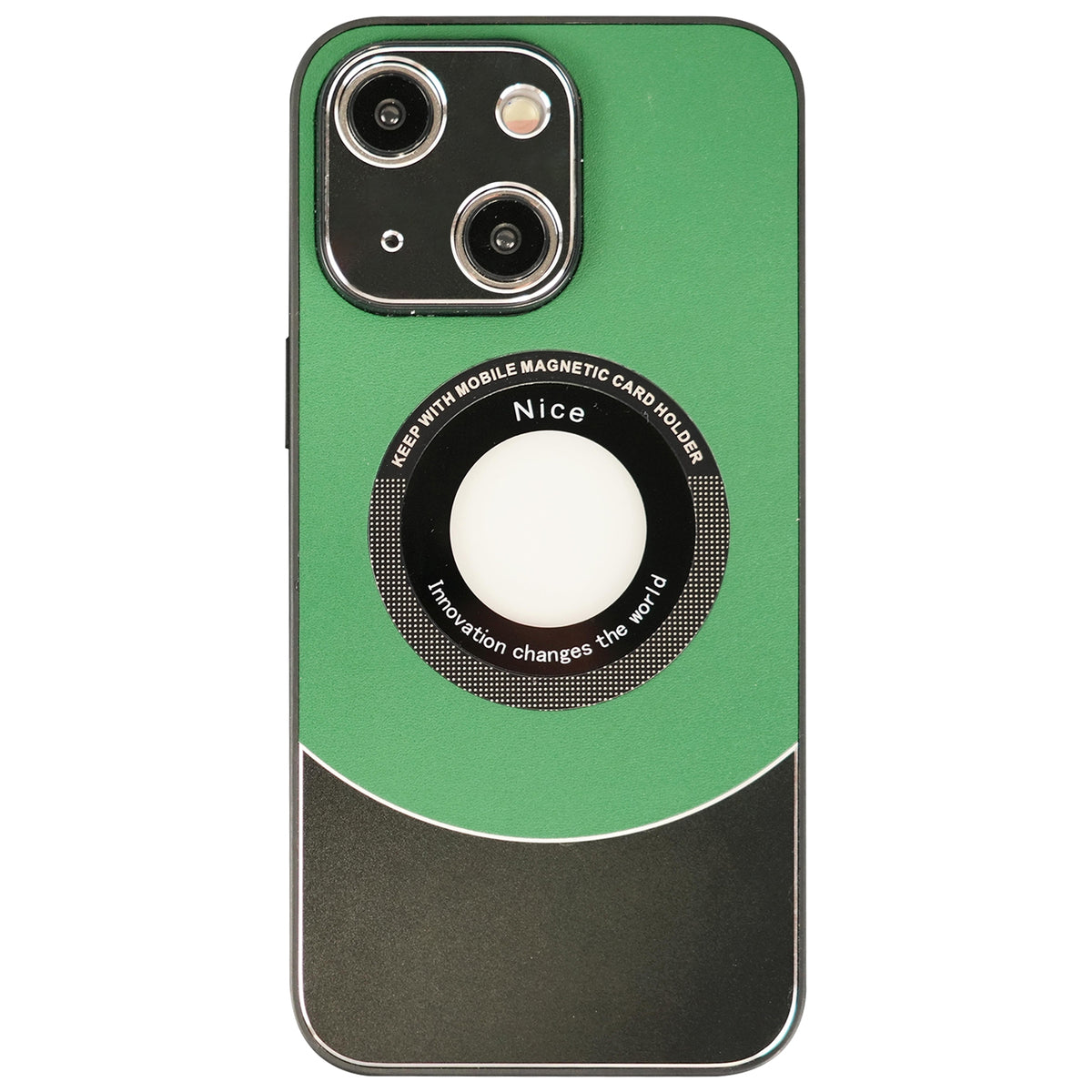 ELECTROPRIME For iPhone 15 Contrast Color Logo Display Magnetic Phone Case(Green Black)