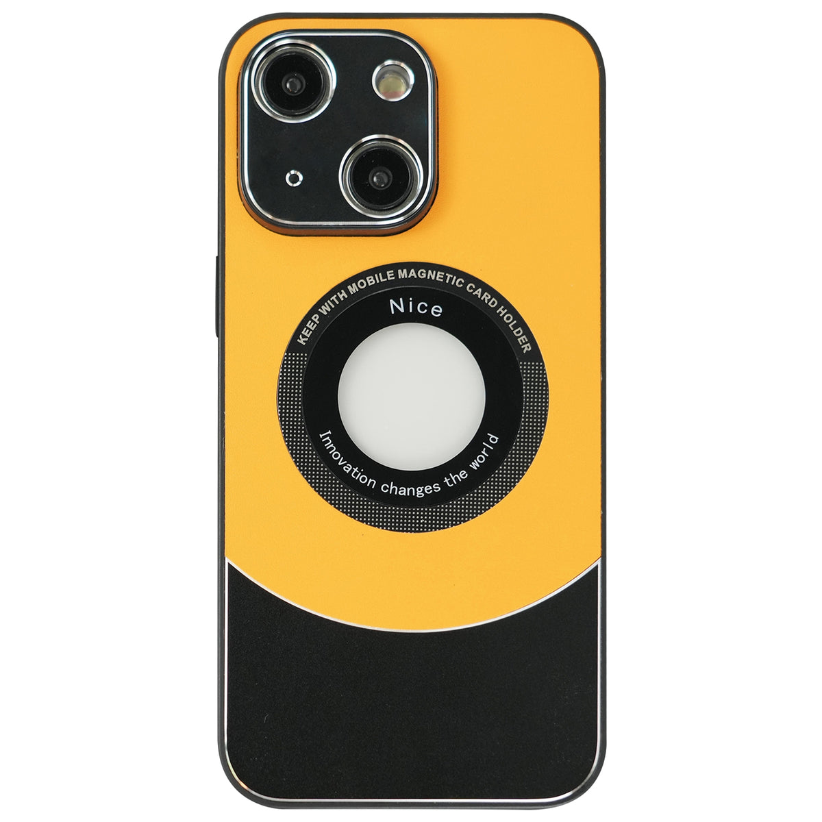 ELECTROPRIME For iPhone 15 Contrast Color Logo Display Magnetic Phone Case(Yellow Black)