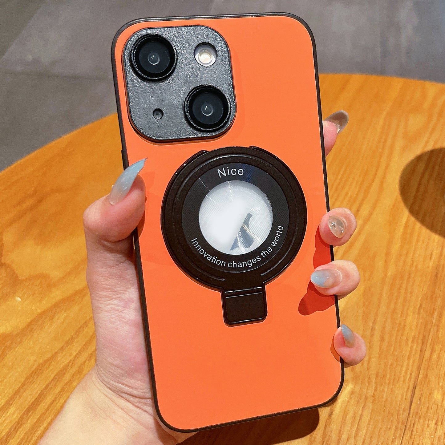 ELECTROPRIME For iPhone 15 Skin Feel Armor Magnetic Holder Phone Case(Orange)