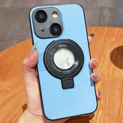 ELECTROPRIME For iPhone 15 Skin Feel Armor Magnetic Holder Phone Case(Sky Blue)