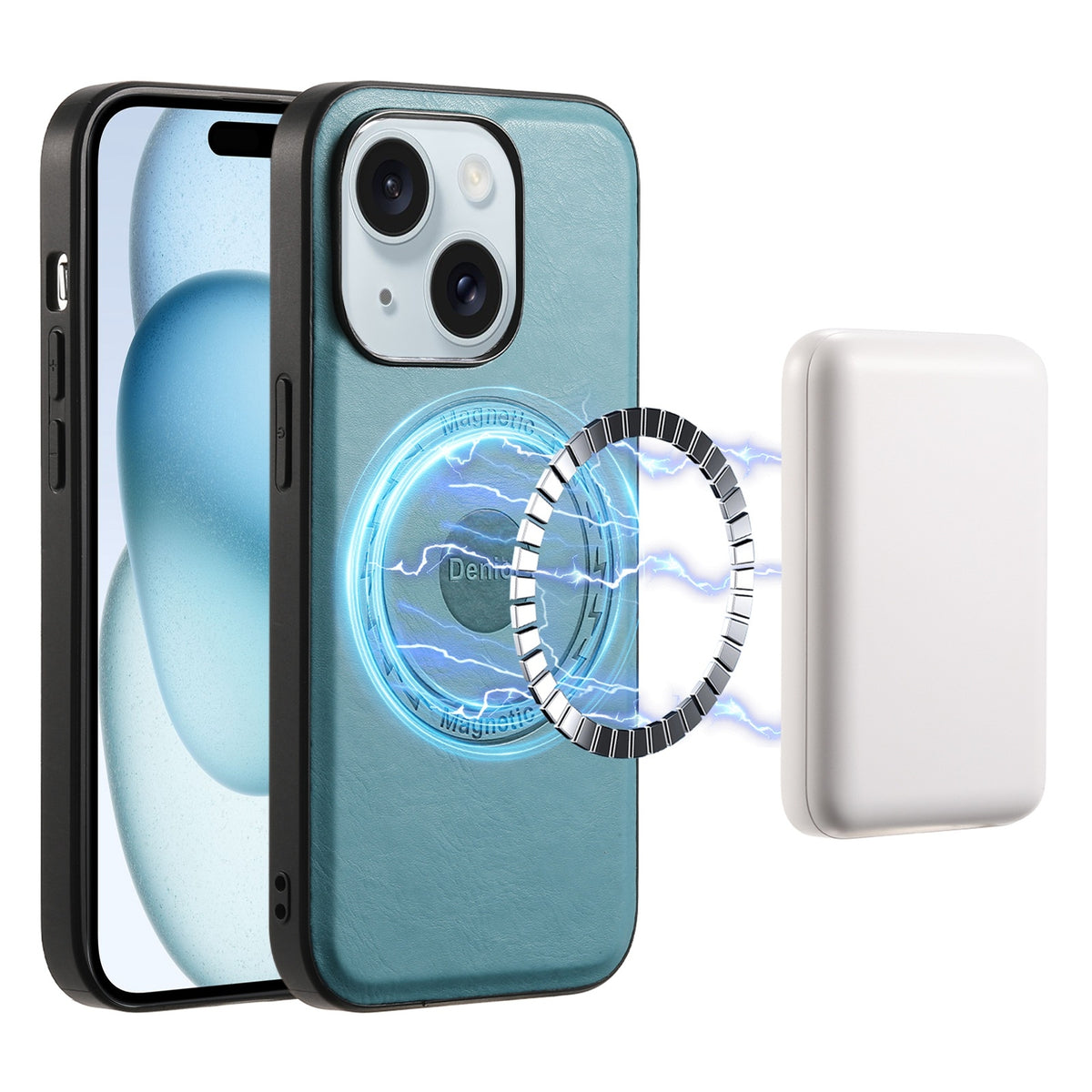 ELECTROPRIME For iPhone 15 Plus Denior Cowhide Texture Leather MagSafe Phone Case(Blue)