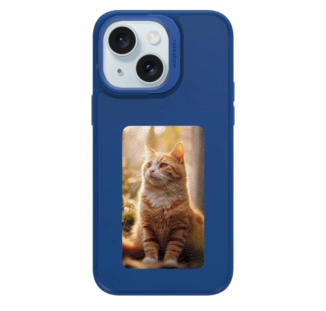 ELECTROPRIME For iPhone 15 NFC Four-Color E-ink Screen DIY Phone Case(Blue)