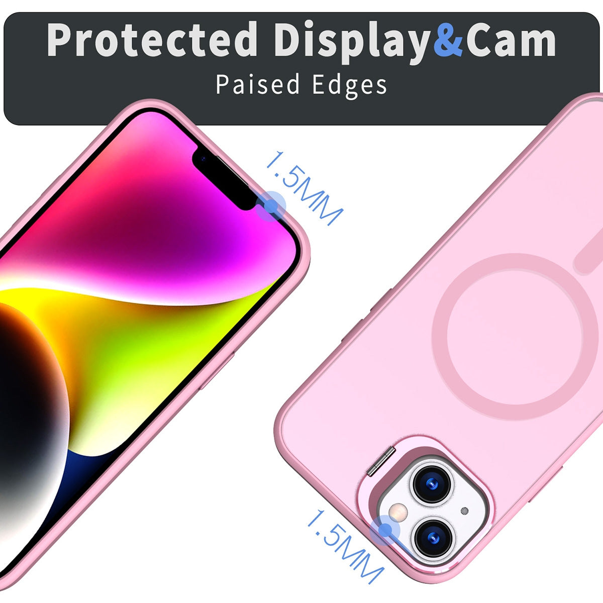 ELECTROPRIME For iPhone 15 Plus Metal Invisible Camera Holder MagSafe Magnetic Phone Case(Pink)