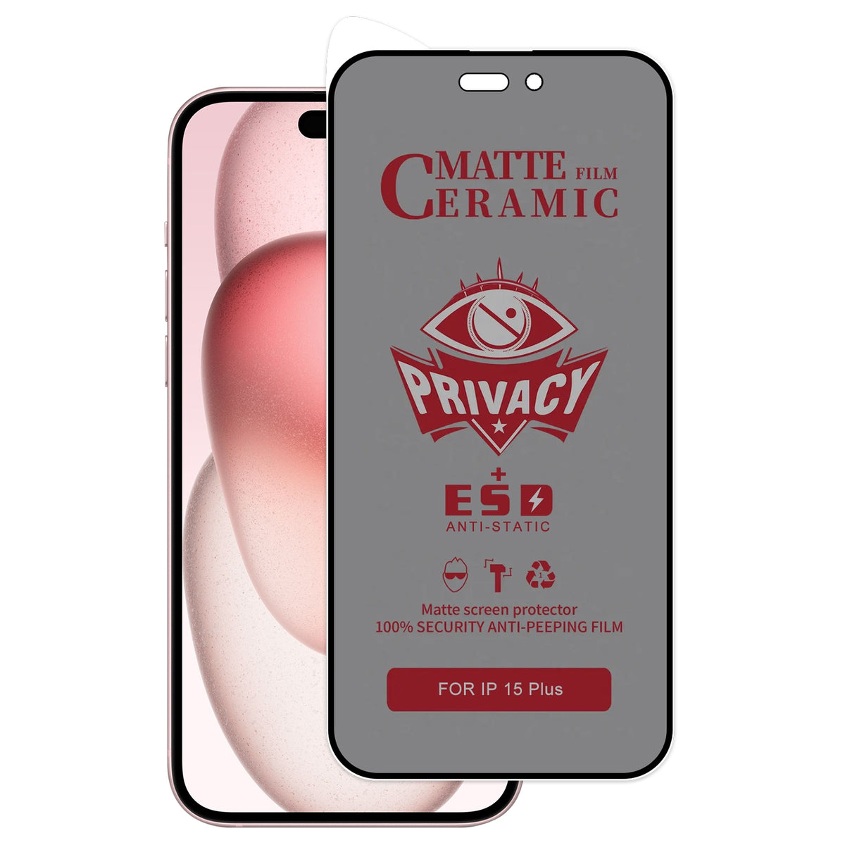 ELECTROPRIME For iPhone 15 Plus Full Coverage Frosted Privacy Ceramic Film