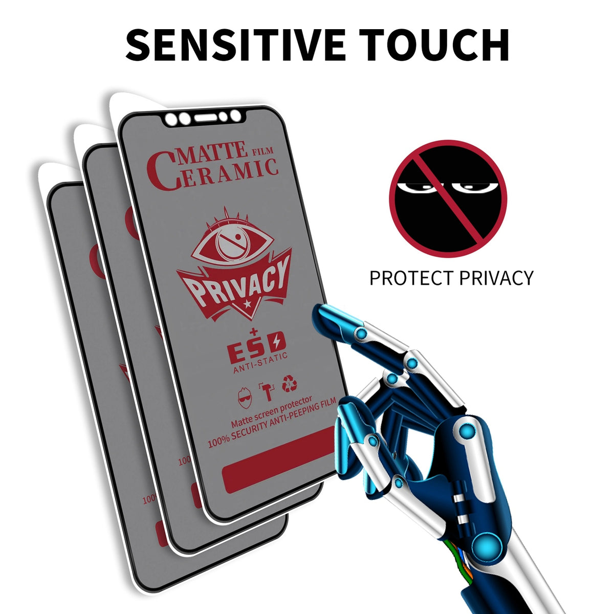 ELECTROPRIME For iPhone 15 Plus Full Coverage Frosted Privacy Ceramic Film