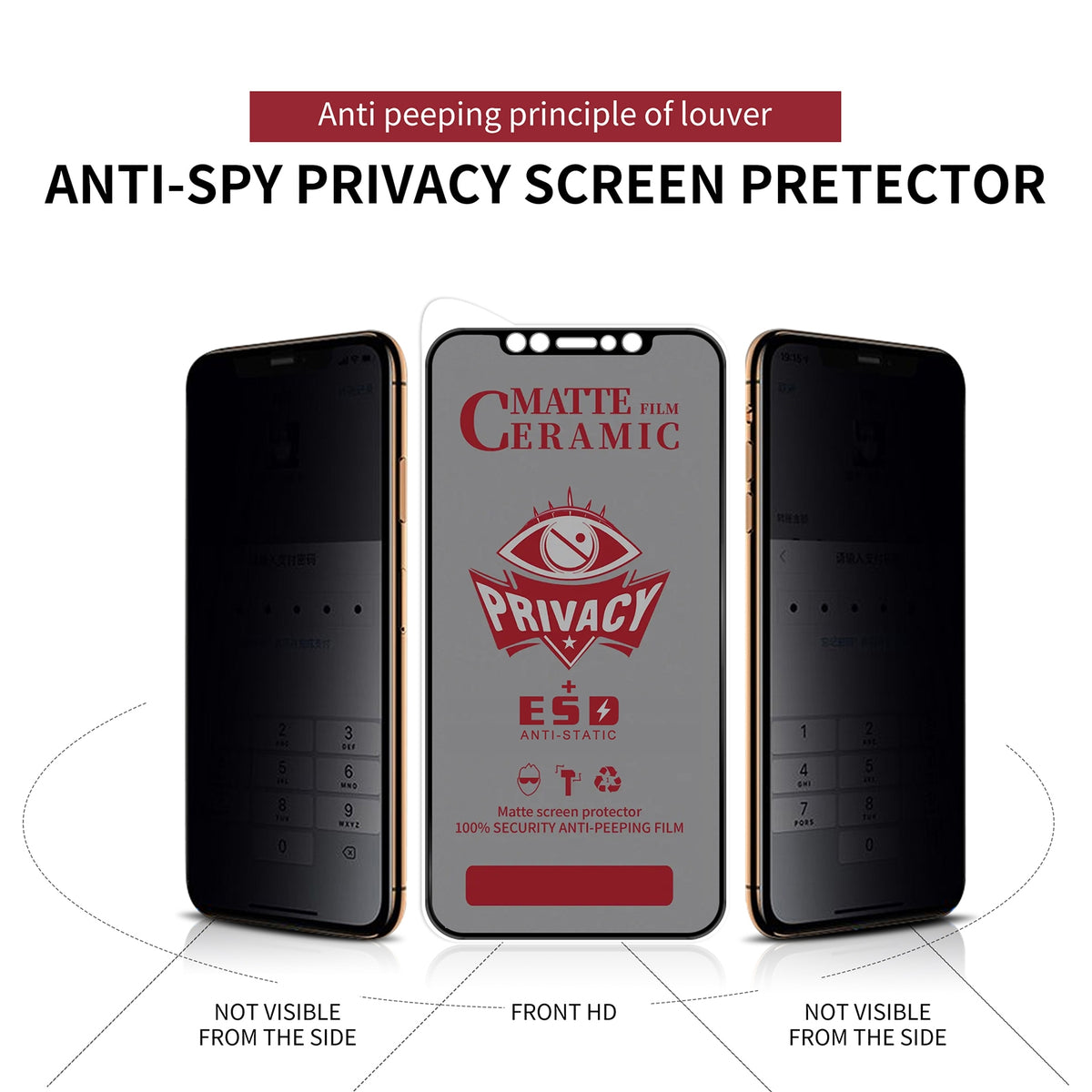 ELECTROPRIME For iPhone 15 Plus Full Coverage Frosted Privacy Ceramic Film
