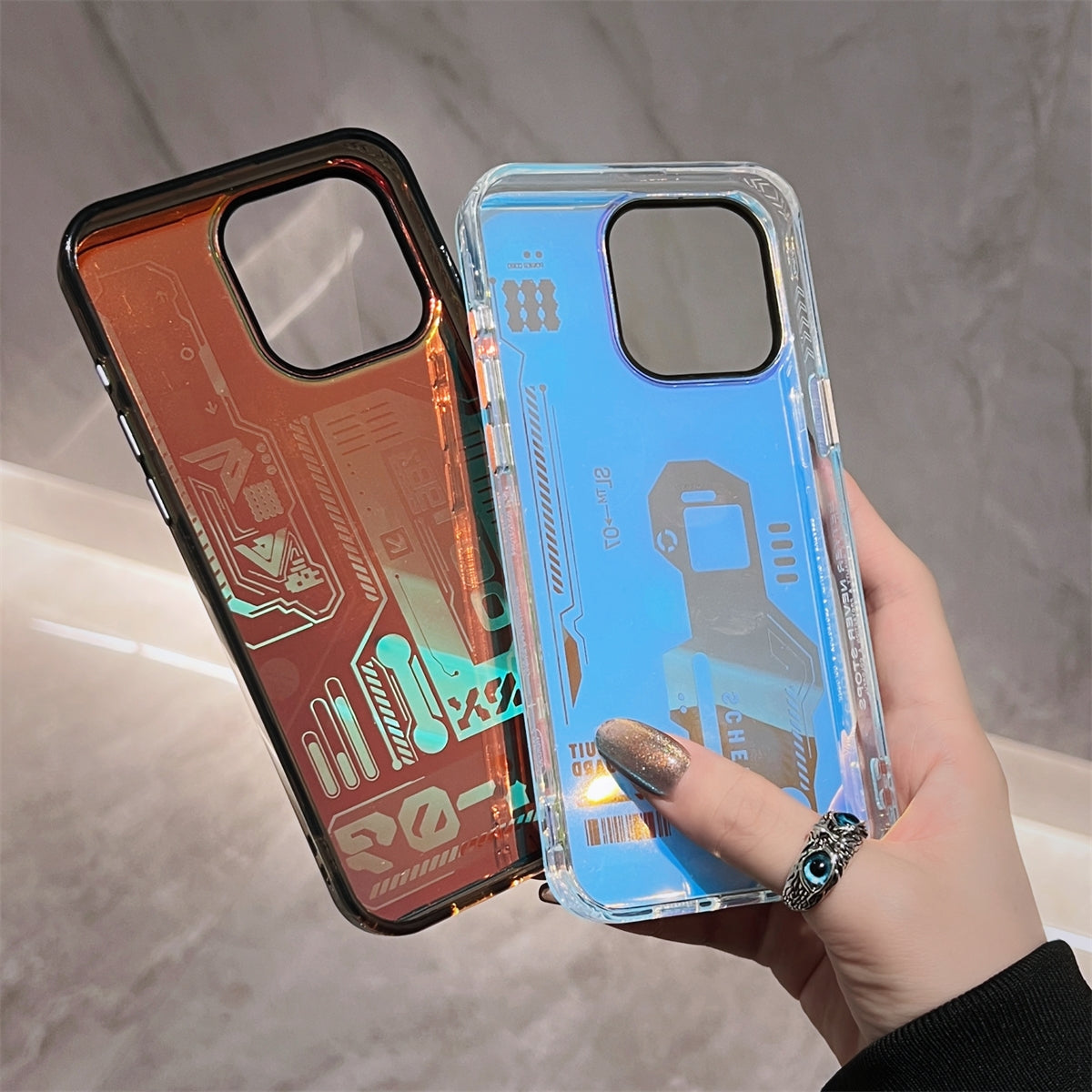 ELECTROPRIME For iPhone 15 Mecha Circuit Board Pattern Phone Case(White)