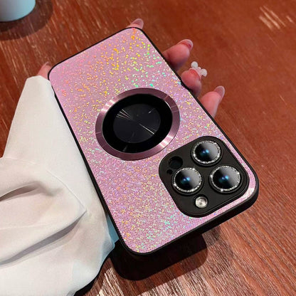 ELECTROPRIME For iPhone 15 Glitter Sticky PC Hybrid TPU Magnetic Phone Case(Pink)