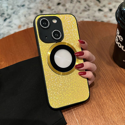 ELECTROPRIME For iPhone 15 Glitter Sticky PC Hybrid TPU Magnetic Phone Case(Yellow)