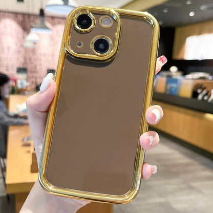 ELECTROPRIME For iPhone 15 Plating Emery PC Hybrid Silicone Phone Case(Brown)