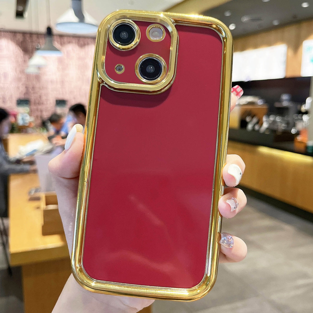 ELECTROPRIME For iPhone 15 Plating Emery PC Hybrid Silicone Phone Case(Red)