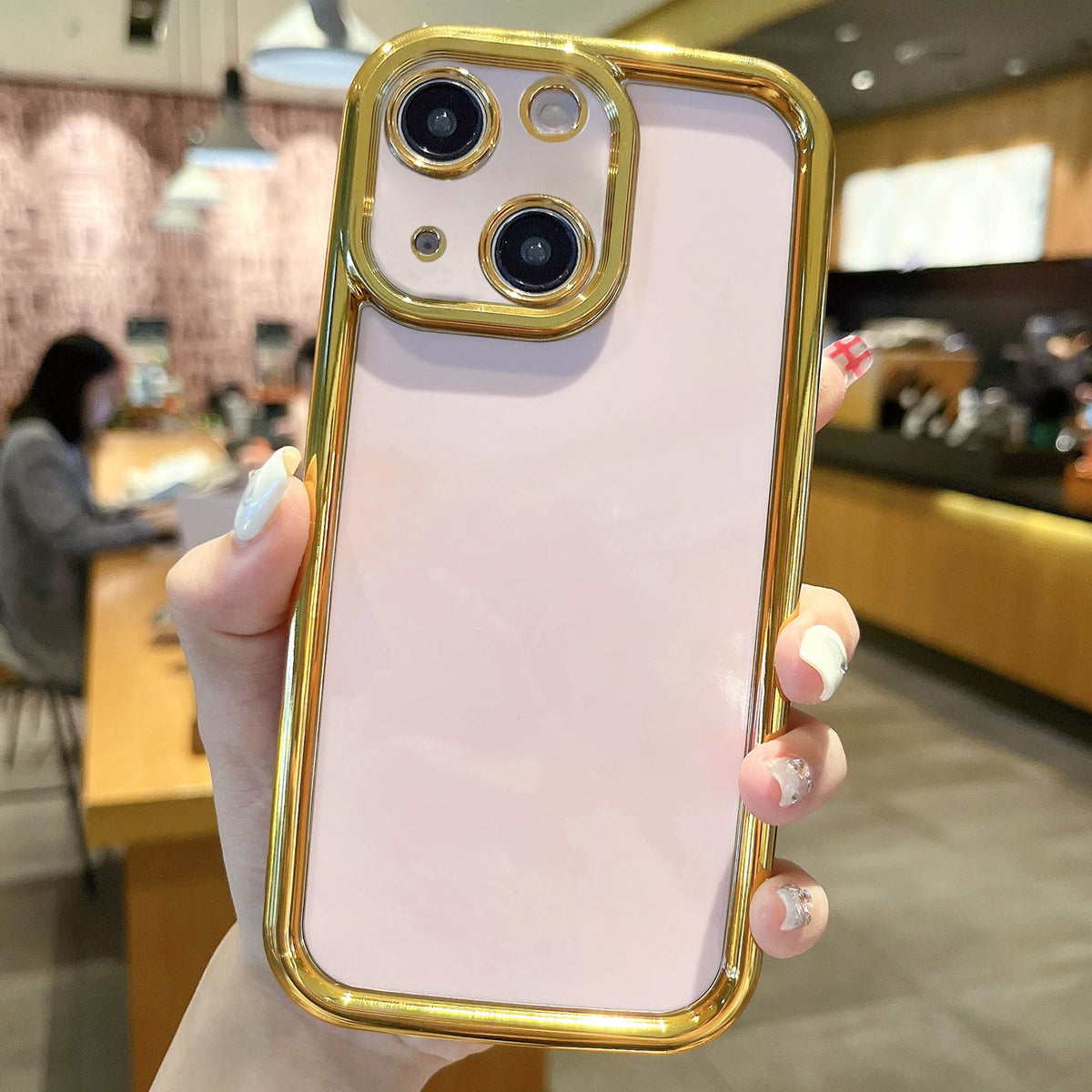 ELECTROPRIME For iPhone 15 Plating Emery PC Hybrid Silicone Phone Case(Pink)