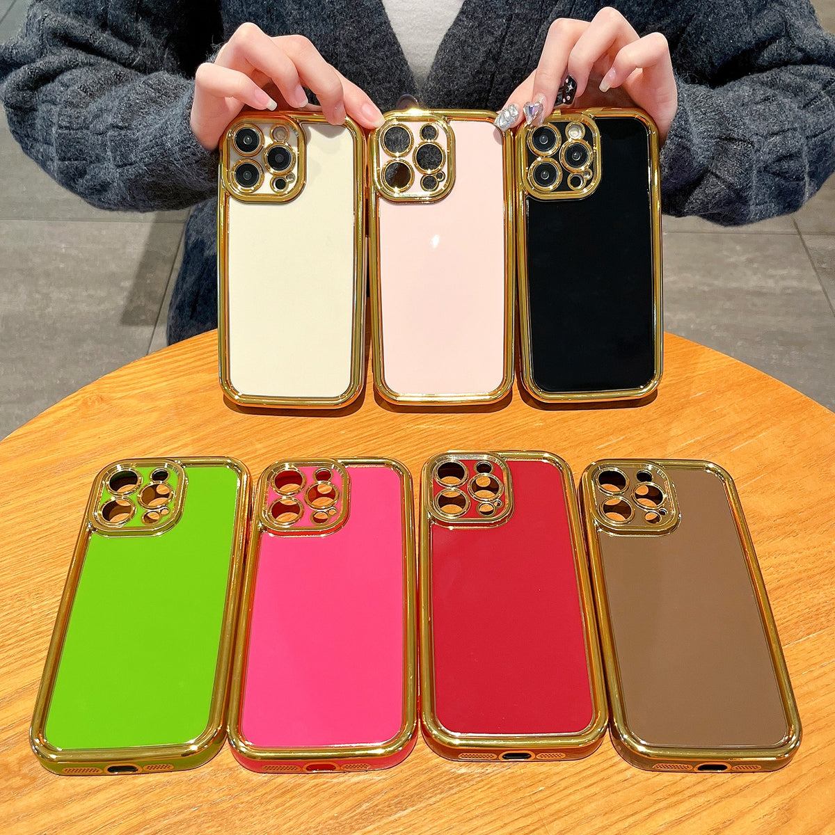 ELECTROPRIME For iPhone 15 Plating Emery PC Hybrid Silicone Phone Case(Brown)
