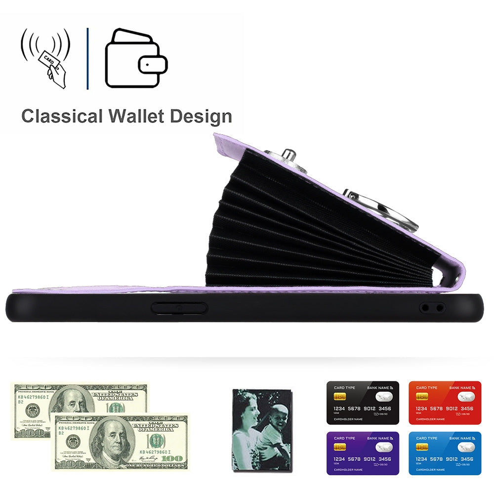 ELECTROPRIME For iPhone 15 Plus Organ Card Bag Ring Holder Phone Case with Long Lanyard(Purple)
