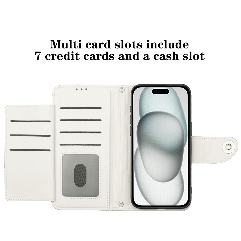 ELECTROPRIME For iPhone 15 Plus Rhombic Texture Flip Leather Phone Case with Lanyard(White)