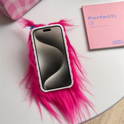 ELECTROPRIME For iPhone 15 Plush Funny Monster TPU Phone Case(Green)